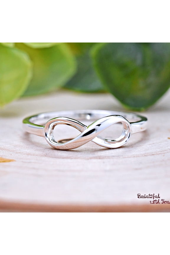 Sterling Silver Minimalist Petite Infinity Ring, Womens Infinity Ring, Sleek Elegant Infinity Symbol Sign Ring, Womens Statement Ring Ring Size 9