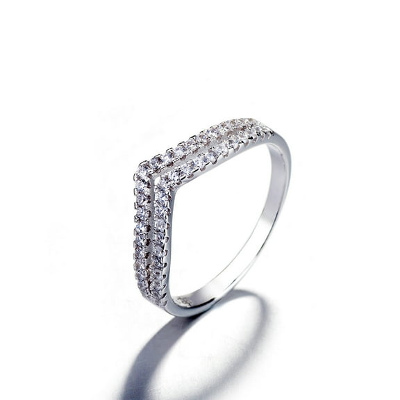 Sterling Silver Minimalist Ring With Genuine Crystals