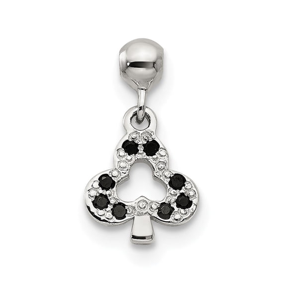 Sterling Silver Mio Memento Black CZ Dangle Club Charm Pendant