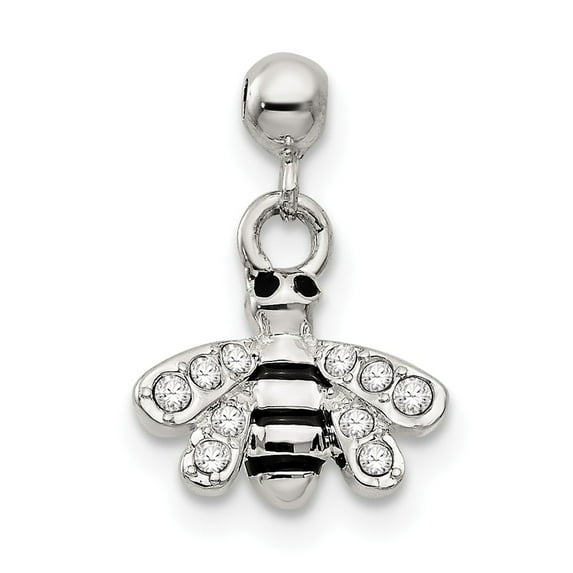 Sterling Silver Mio Memento Swarovski Crystal Enamel Dangle Bee Charm Pendant