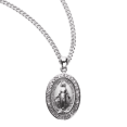 thumbnail image 1 of Sterling Silver Miraculous Medal with 32 Pink CZ Stones – Virgin Mary Oval Pendant Necklace on 18" Rhodium-Plated Chain – Made in USA – Deluxe Velvet Gift Box, 1 of 4