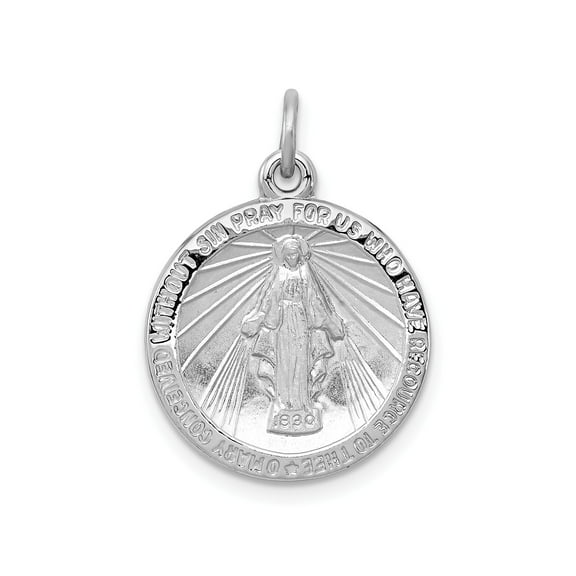 Sterling Silver Miraculous Medal Pendant for Women, Catholic Virgin Mary Necklace with Rays and Inscription, 925 Religious Medallion, Christian Devotional Jewelry for Faith and Protection