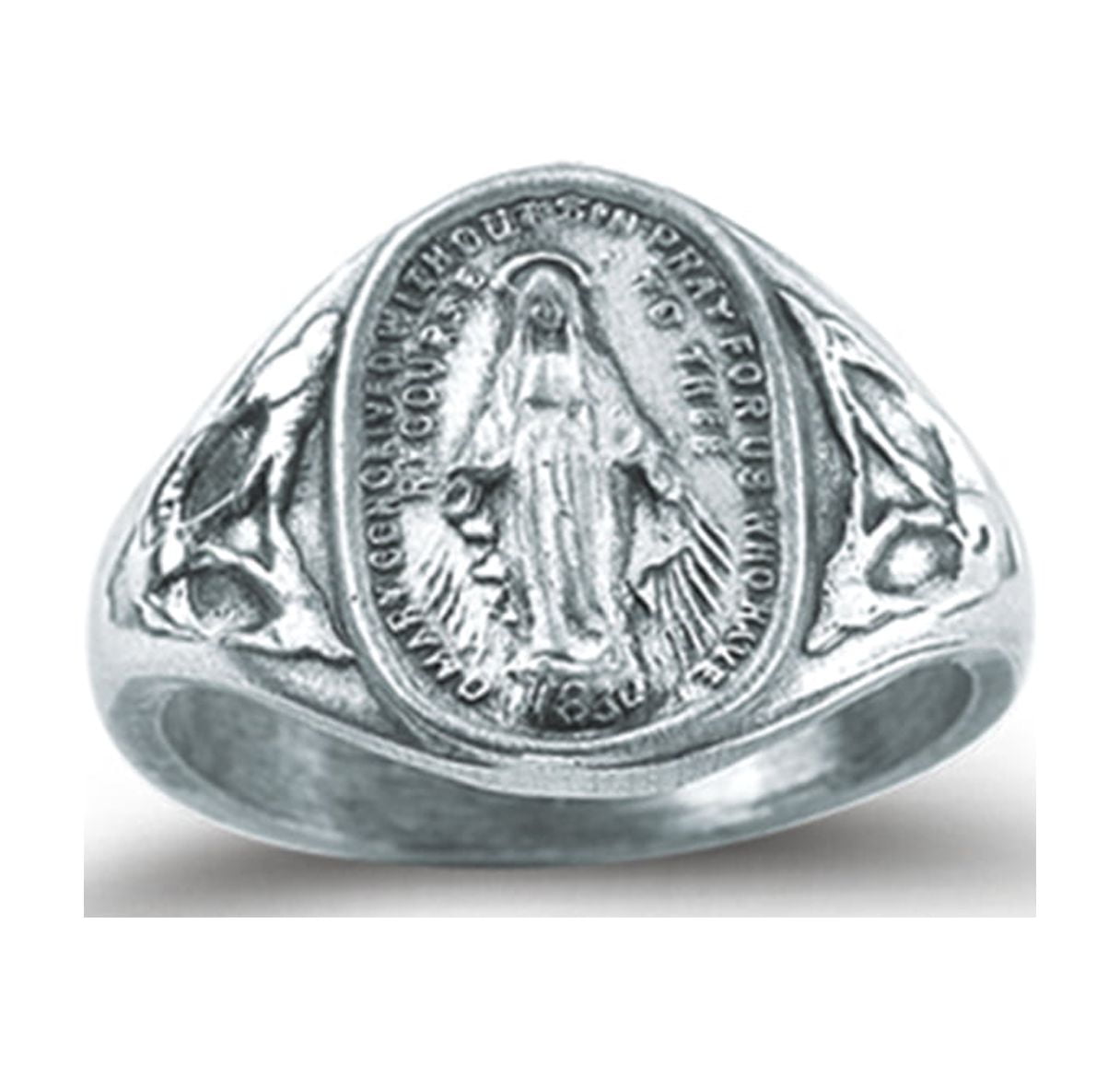 Sterling Silver Miraculous Medal Ring Size 10