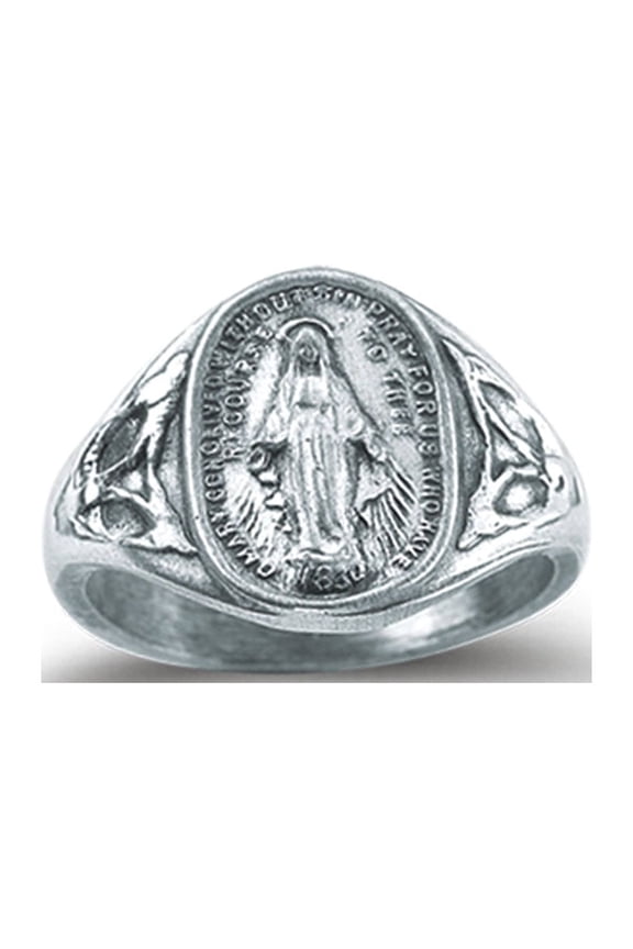 Sterling Silver Miraculous Medal Ring, Size 9