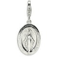 thumbnail image 1 of Amore La Vita  Sterling Silver Rhodium-plated Polished Miraculous Medal Charm with Fancy Lobster Clasp, 1 of 5