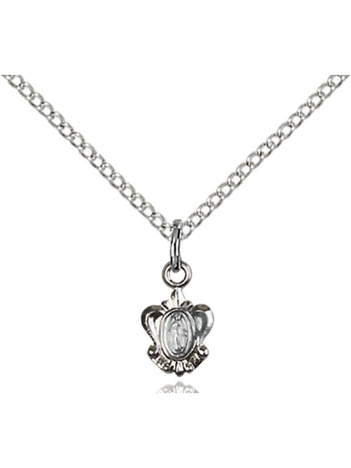 Sterling Silver Miraculous Pendant 3/8 x 1/4 inches with 18 inch ...