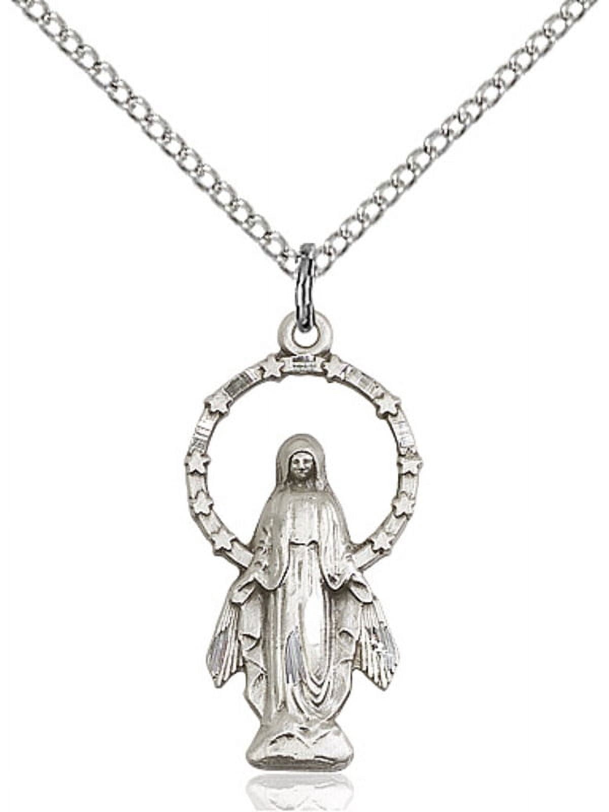 Sterling Silver Miraculous Pendant 7/8 X 1/2 inches with 18 inch ...