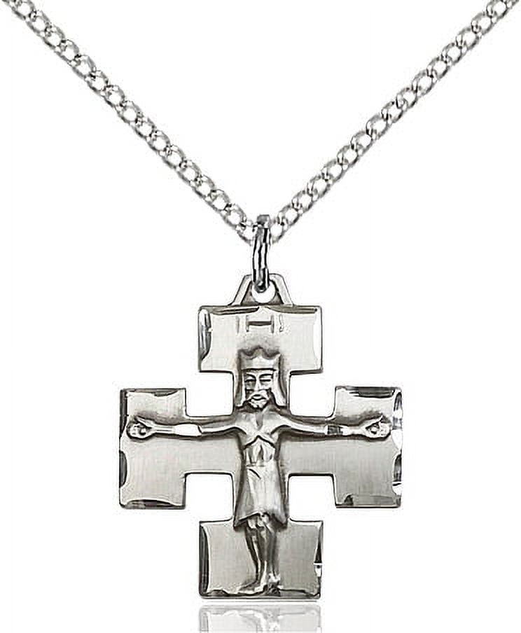 Sterling Silver Modern Crucifix Pendant 3 4 x 5 8 inches with