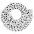 thumbnail image 1 of Sterling Silver Moissanite 11mm Miami Cuban Link 20" Prong Set Necklace 17.10 CT, 1 of 7