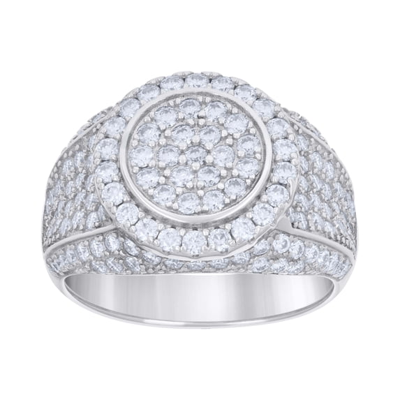 Sterling Silver Moissanite Statement Halo Domed Pinky Ring 2.67 CT | Size 10