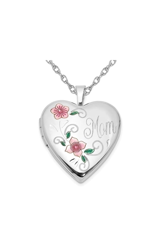 Gem & Harmony Sterling Silver Mom Heart Flower Locket with Chain for Women