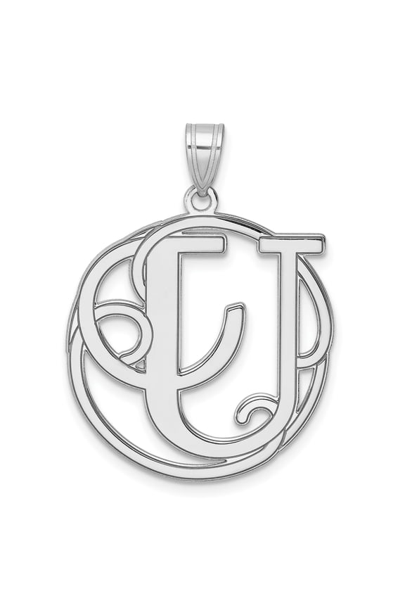 Sterling Silver Monogram Necklace with CJ Initials, Openwork Circle Pendant, Personalized Jewelry for Women or Unisex, Custom Letter Charm for Everyday Fashion