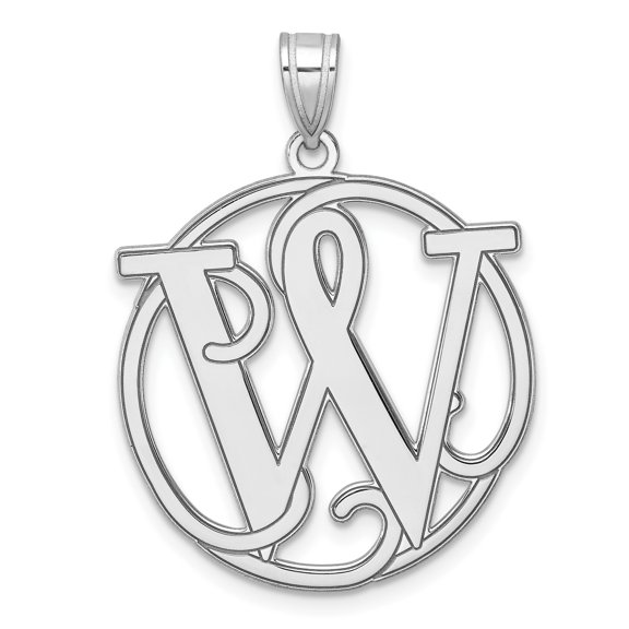 Sterling Silver Monogram Pendant Necklace with Interlocking P W Letters, Ornate Circular Frame, Personalized Unisex Initial Jewelry, Elegant Symbol of Identity and Connection