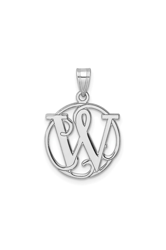 Sterling Silver Intertwined WP Initial Monogram Pendant Charm, Circular Frame