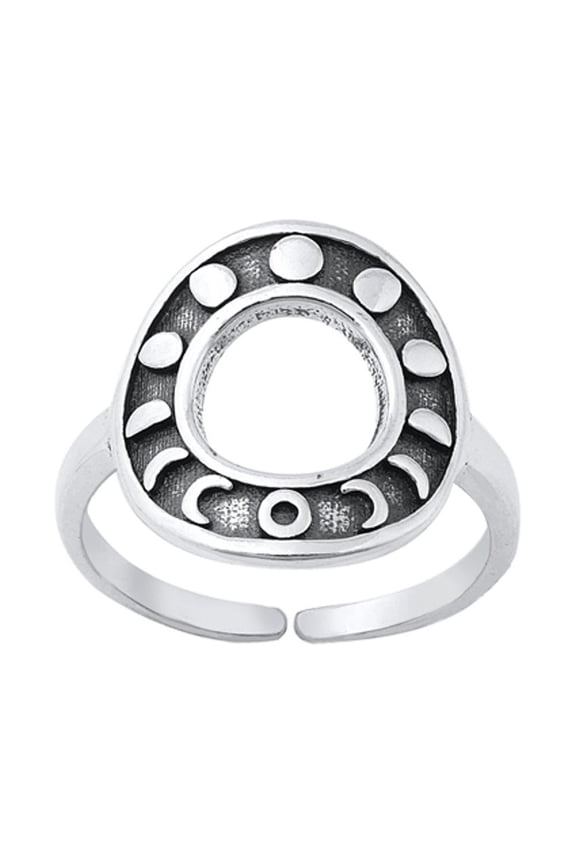 Sterling Silver Moon Phases Circle Celestial Luna Toe Ring Midi Band .925 New Jewelry Female Unisex