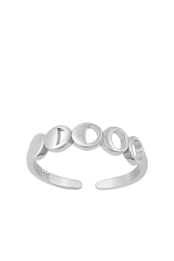Sterling Silver Moon Phases Toe Ring Adjustable Midi Band 925 New Jewelry Female Unisex
