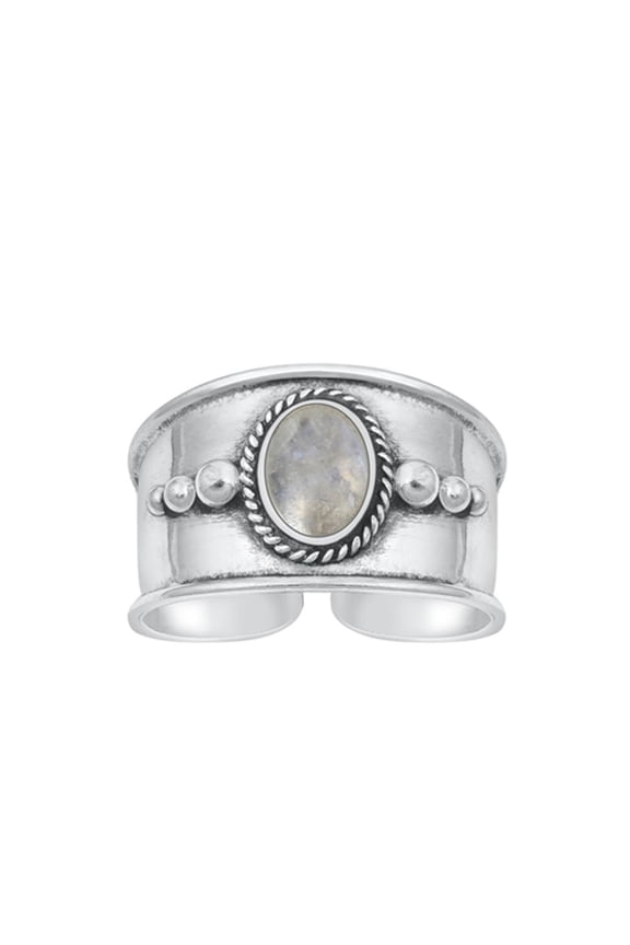 Sterling Silver Moonstone Bali Toe Midi Adjustable Ring .925 Band Jewelry Female Unisex