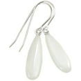 thumbnail image 1 of Sterling Silver Moonstone Earrings White Smooth Dainty Teardrops Shimmery Iridescence Designed for Adult Women, 1 of 5