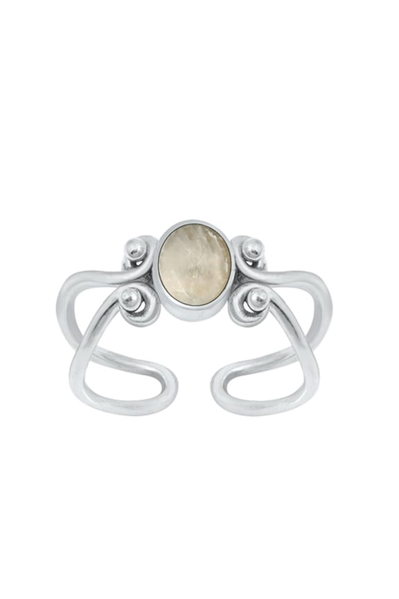Sterling Silver Moonstone Toe Midi Adjustable Ring .925 Band Jewelry Female Unisex