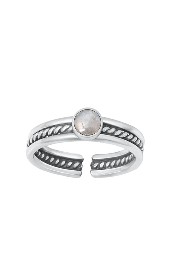 Sterling Silver Moonstone Toe Midi Adjustble Ring .925 Band Jewelry Female Unisex
