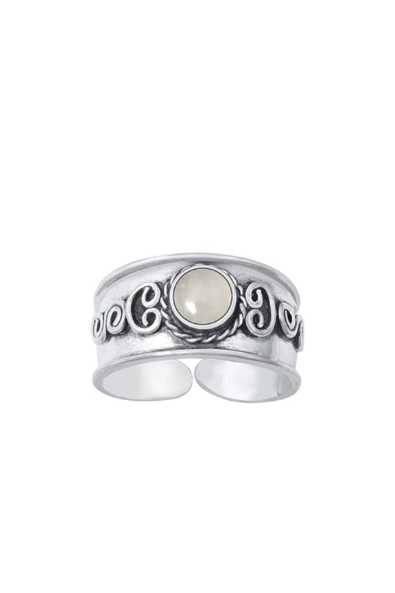 Sterling Silver Moonstone Toe Midi Bali Adjustable Ring .925 Band Jewelry Female Unisex