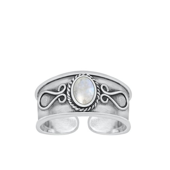 Sterling Silver Moonstone Toe Midi Bali Adjustable Ring .925 Band Jewelry Female Unisex