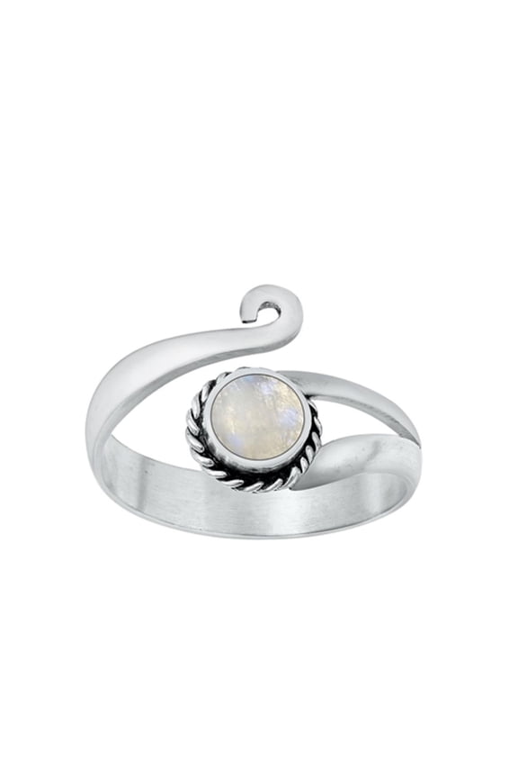Sterling Silver Moonstone Toe Midi Bali Adjustable Ring .925 Band Jewelry Female Unisex