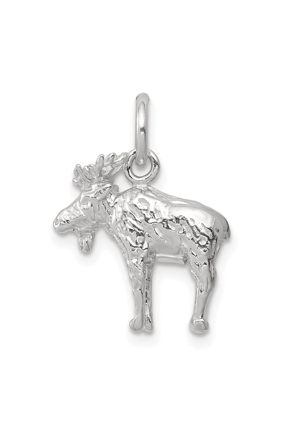 Sterling Silver Moose Pendant Charm for Women or Men, Nature Inspired Wildlife Jewelry with Antler Design for Necklace or Bracelet, Symbol of Strength and Wilderness