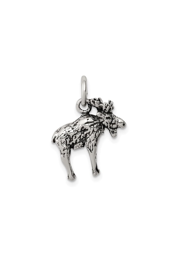 Sterling Silver Moose Pendant for Women or Unisex with 3D Animal Design, Nature Jewelry Symbolizing Wilderness and Strength, Rustic Charm for Necklace or Bracelet