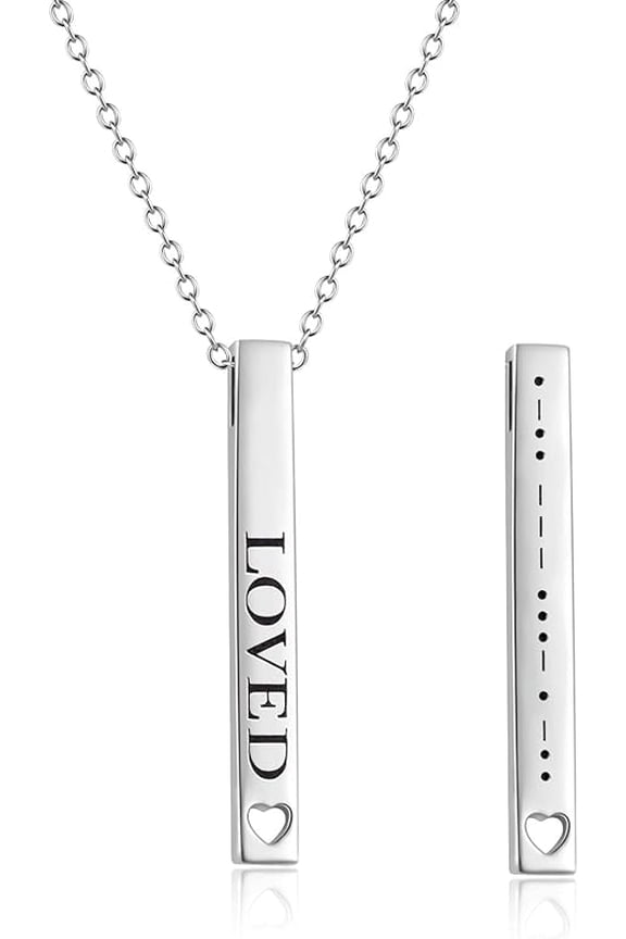 Sterling Silver Morse Code Necklace, Secret Message Jewelry Gifts for Women