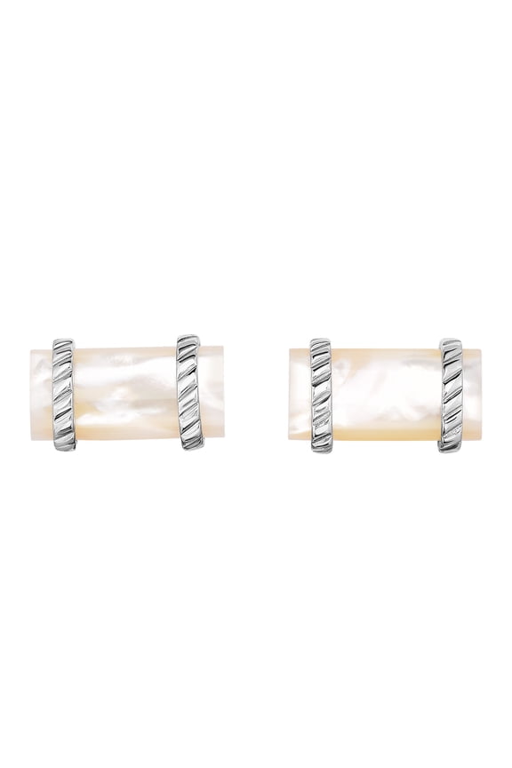 Sterling Silver Mother Of Pearl rectangular Cufflinks