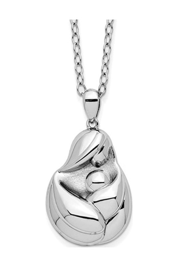 Sterling Silver Mother and Baby - Mine To Keep - Pendant Necklace with Chain for Women