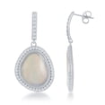 thumbnail image 1 of Sterling Silver Mother of Pearl & CZ Drop Earrings, 1 of 4