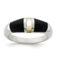 thumbnail image 1 of Sterling Silver Mother of Pearl & Onyx Ring Size 7, 1 of 1