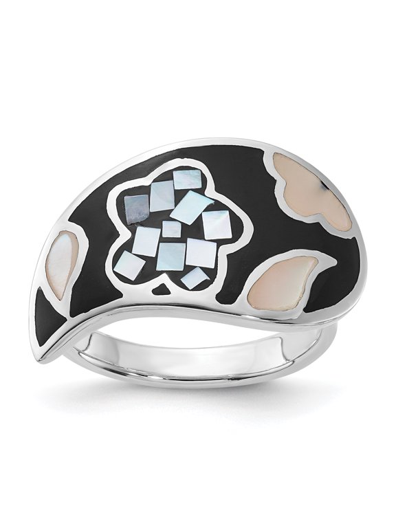 Sterling Silver Mother of Pearl & Simulated Stone Ring QR4307