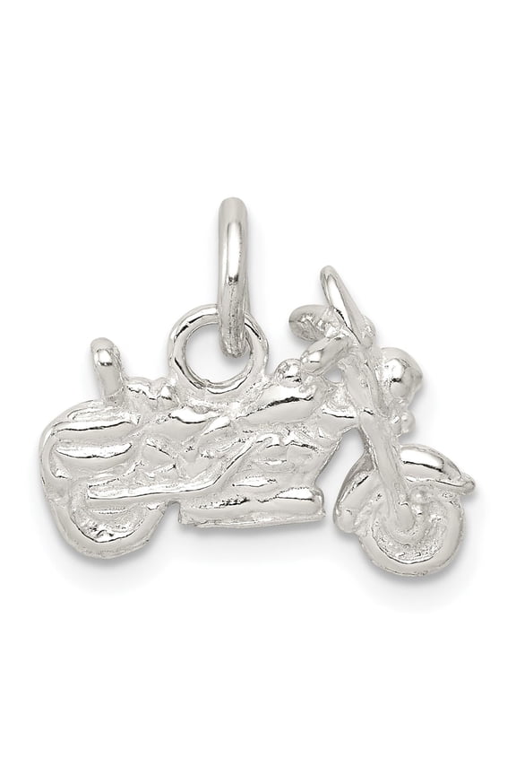 Sterling Silver Motorcycle Pendant Charm for Men or Unisex Jewelry, 925 Biker Accessory for Necklace or Bracelet, Symbol of Freedom and Adventure, Rugged Road Style Bike Design