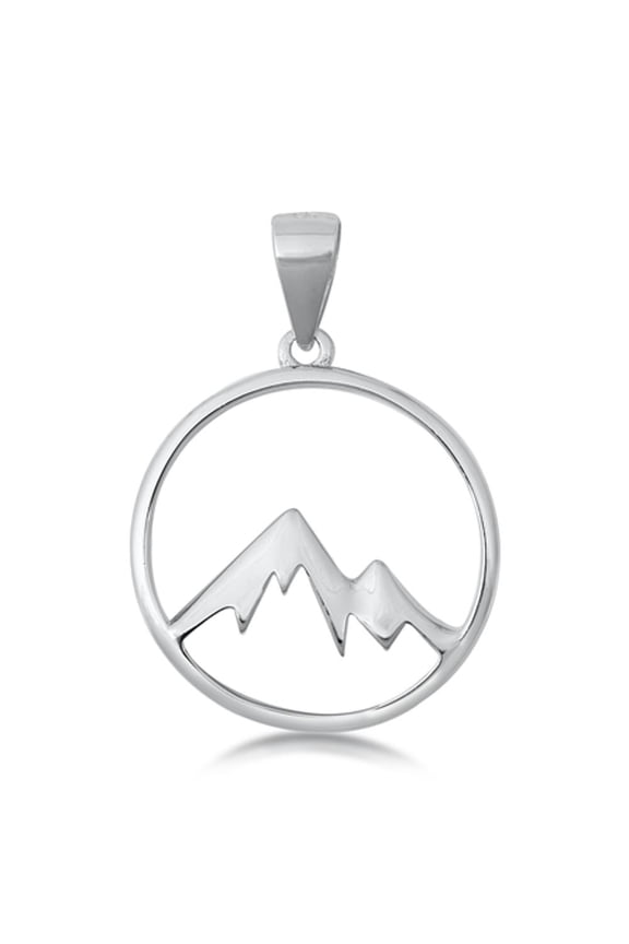 Sterling Silver Mountain Range Pendant Open Hoop Circle Nature Charm 925 New Jewelry Female Unisex