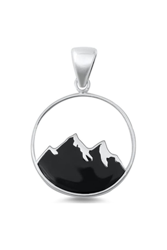 Sterling Silver Mountain Silhoutte Pendant Oxidized Nature Charm 925 New Jewelry Female Unisex