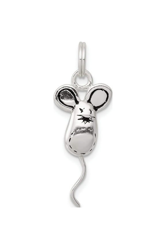 Sterling Silver Mouse Charm (25 X 11) Made In Thailand qc4893