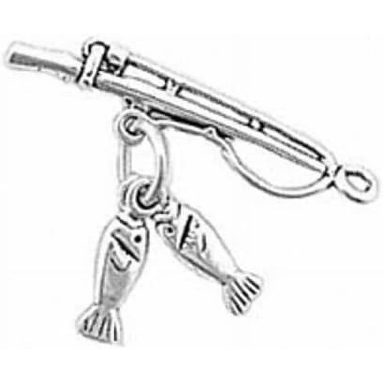 Fishing Pole and Fish Charm Sterling Silver Fishing Pole and Fish Charm Sterling Silver