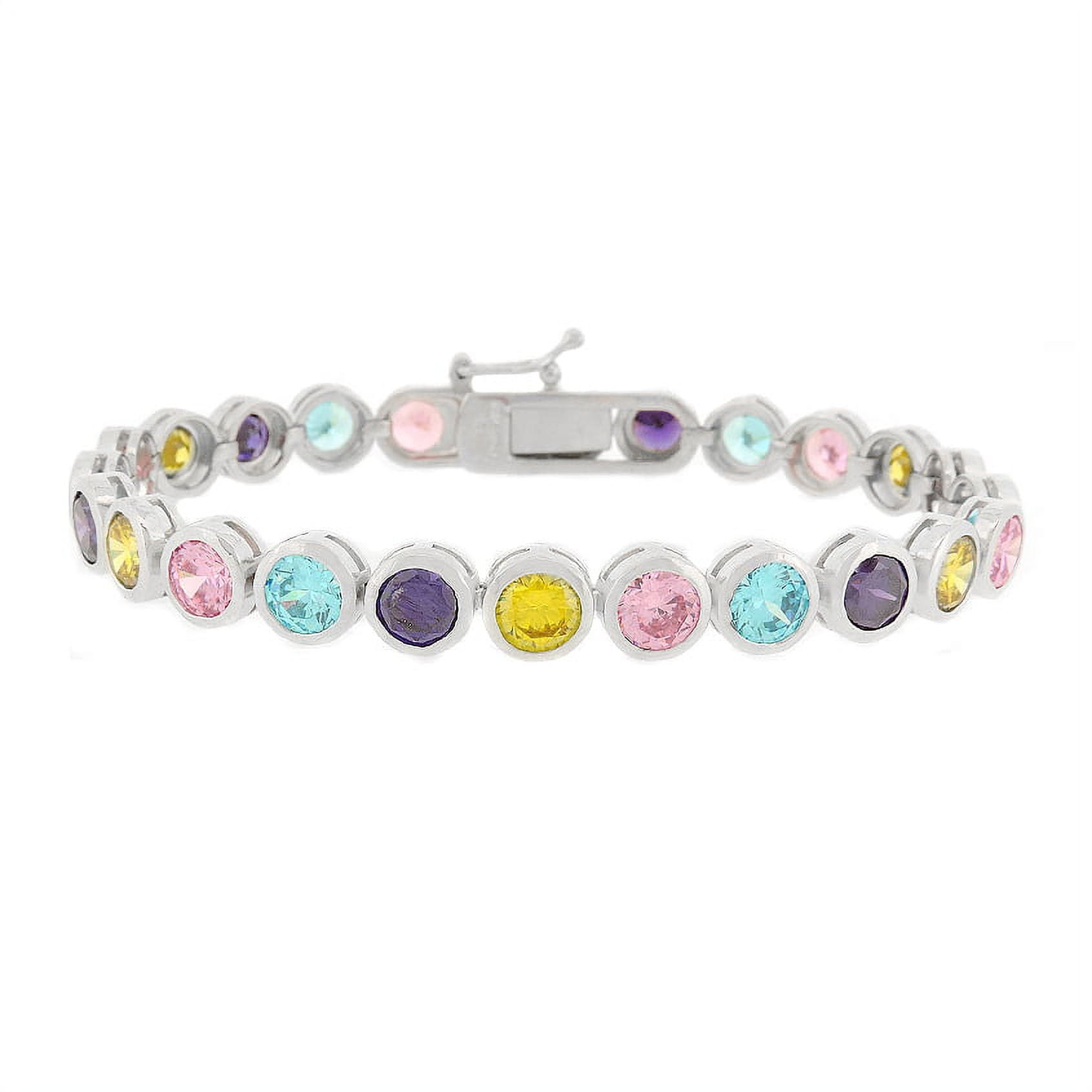 Sterling Silver Multi-Color CZ Tennis Bracelet