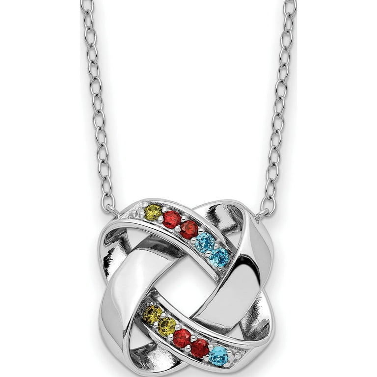 Sterling Silver Multi-Color Cz Color Me Happy Square 18In