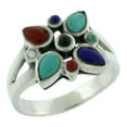 thumbnail image 1 of Sterling Silver Multi Color Star Ring Southwest Design Synthetic Stones 5/8 inch, size 10, 1 of 1