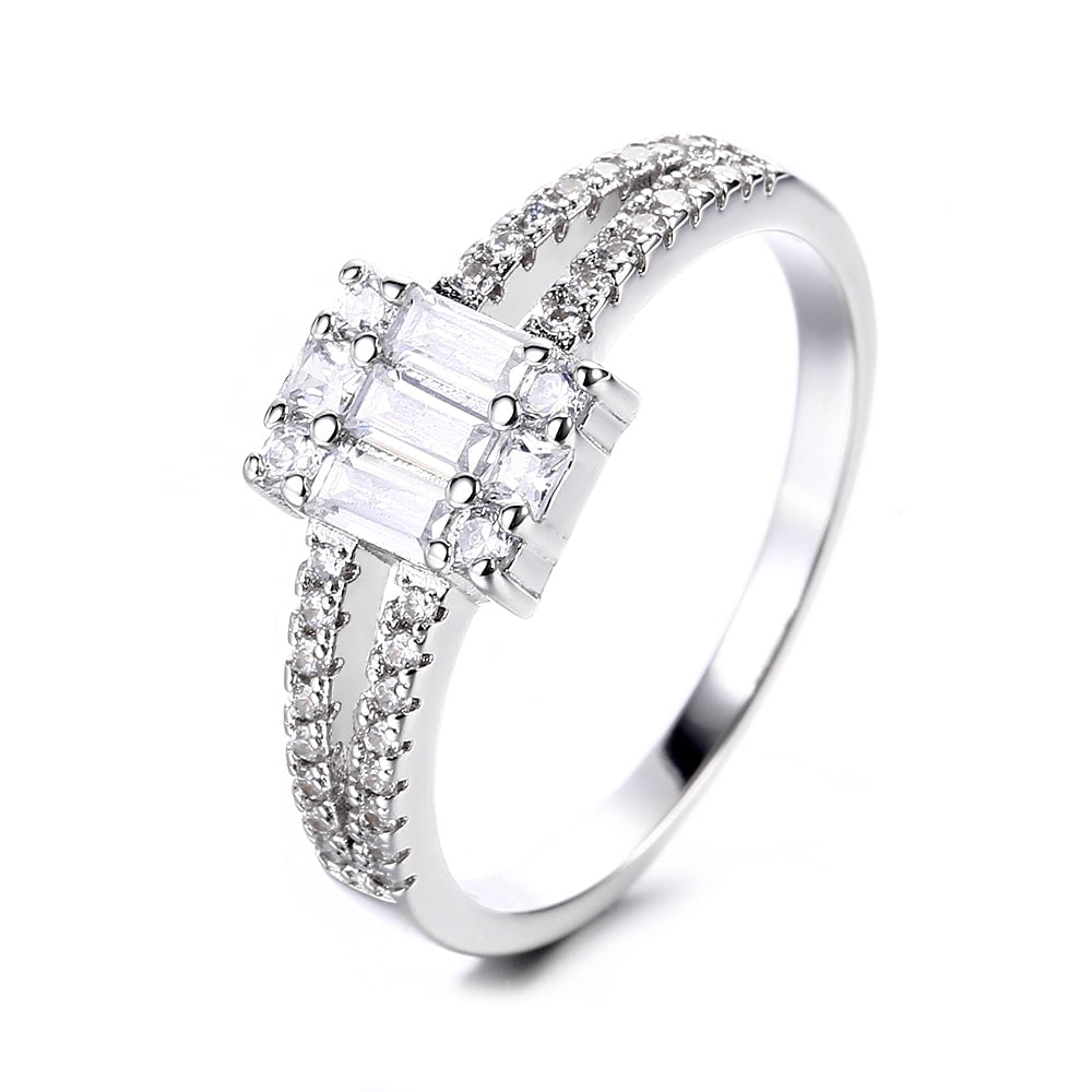 Sterling Silver Multi-Cut Engagement Ring with crystals from Swarovski ...