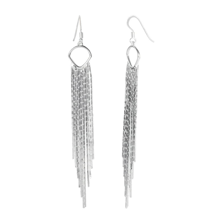 Sterling Silver Multi Fringe Dangle Earrings Walmart