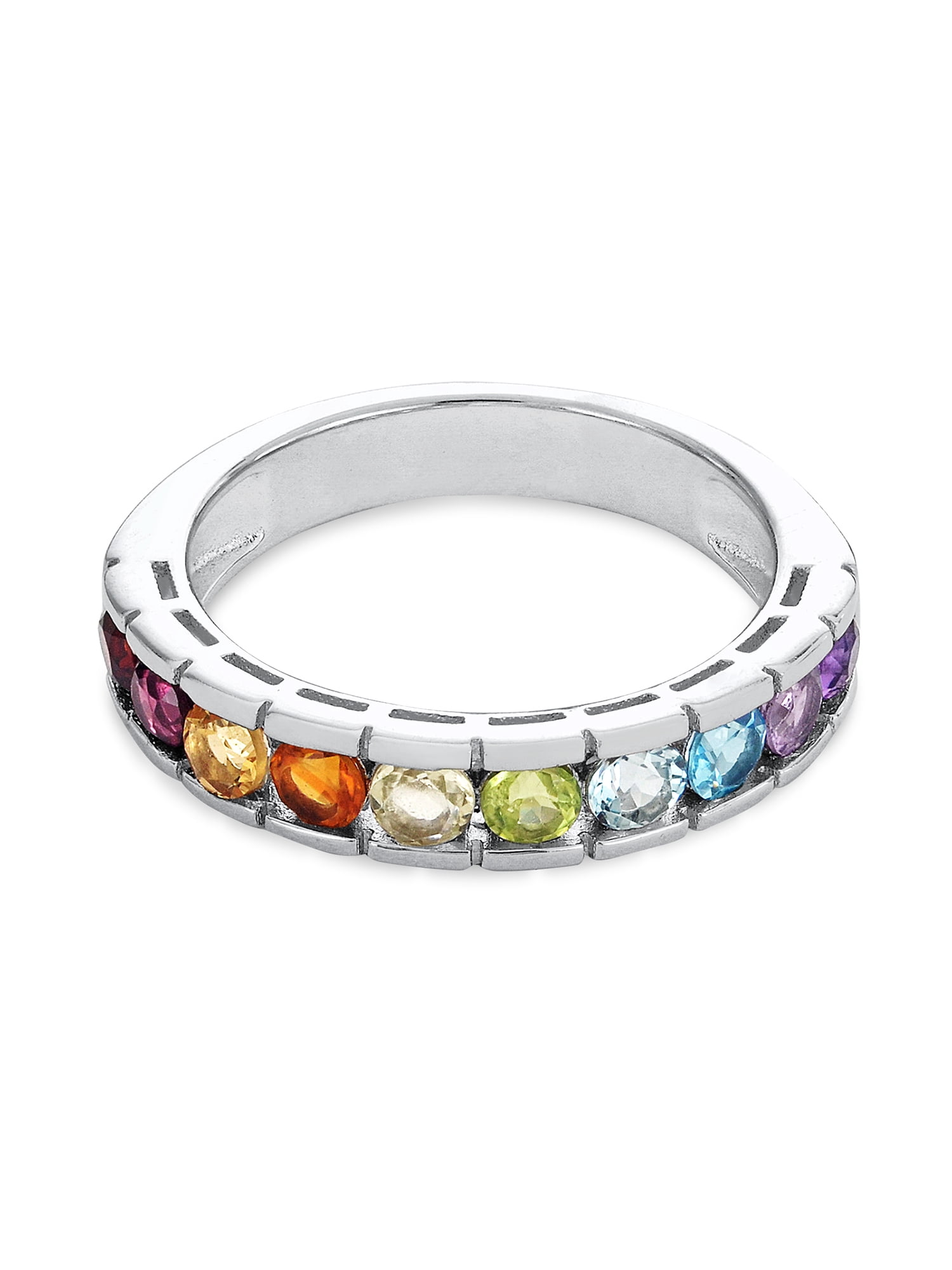 Sterling Silver Multi Gemstone Ring Size 9 - Walmart.com