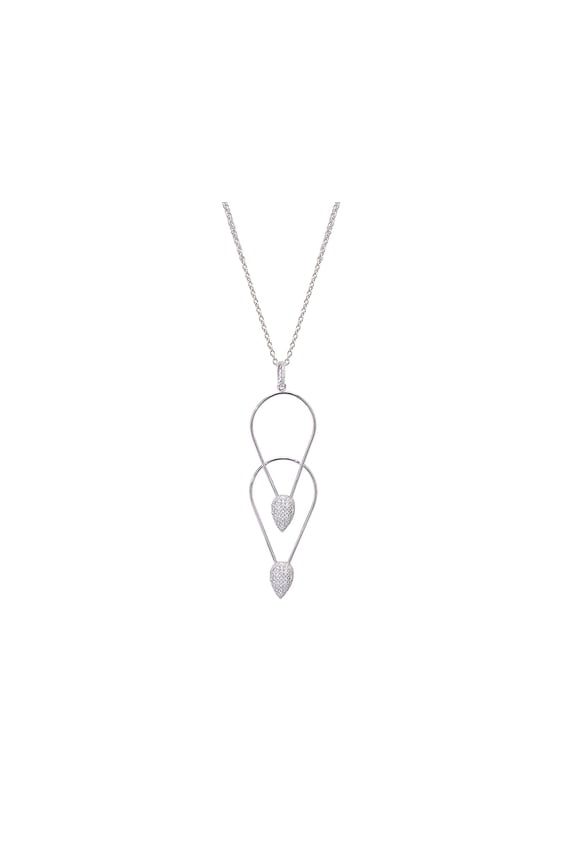 Sterling Silver Multi Pear Shaped CZ Drop & Dangle Pendant Necklace with Chain