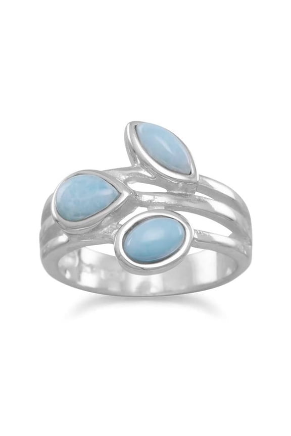 Sterling Silver Multi-Shape Blue Larimar Ring - Size 8