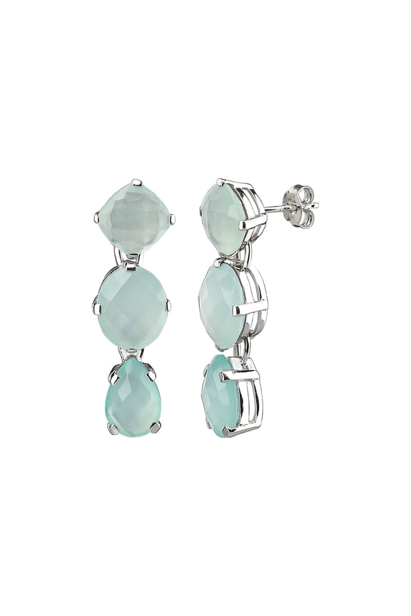 Sterling Silver Multi Stone Aqua Chalcedony Drop & Dangle Earrings