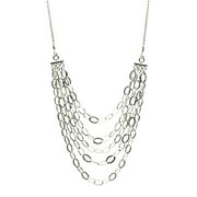 JOYFUL CREATIONS Sterling Silver Multi-strand Bib Chain 1.5mm Diamond-Cut Rope Necklace Italy 17"
